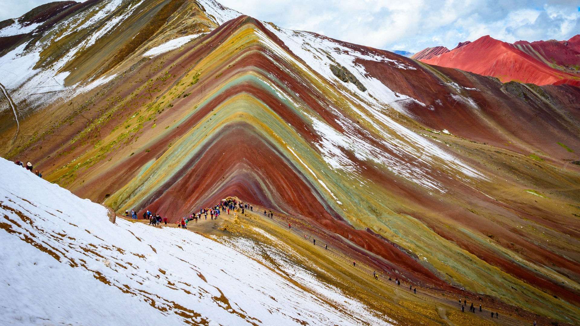 Rainbow Mountain colorful striped hills Peru